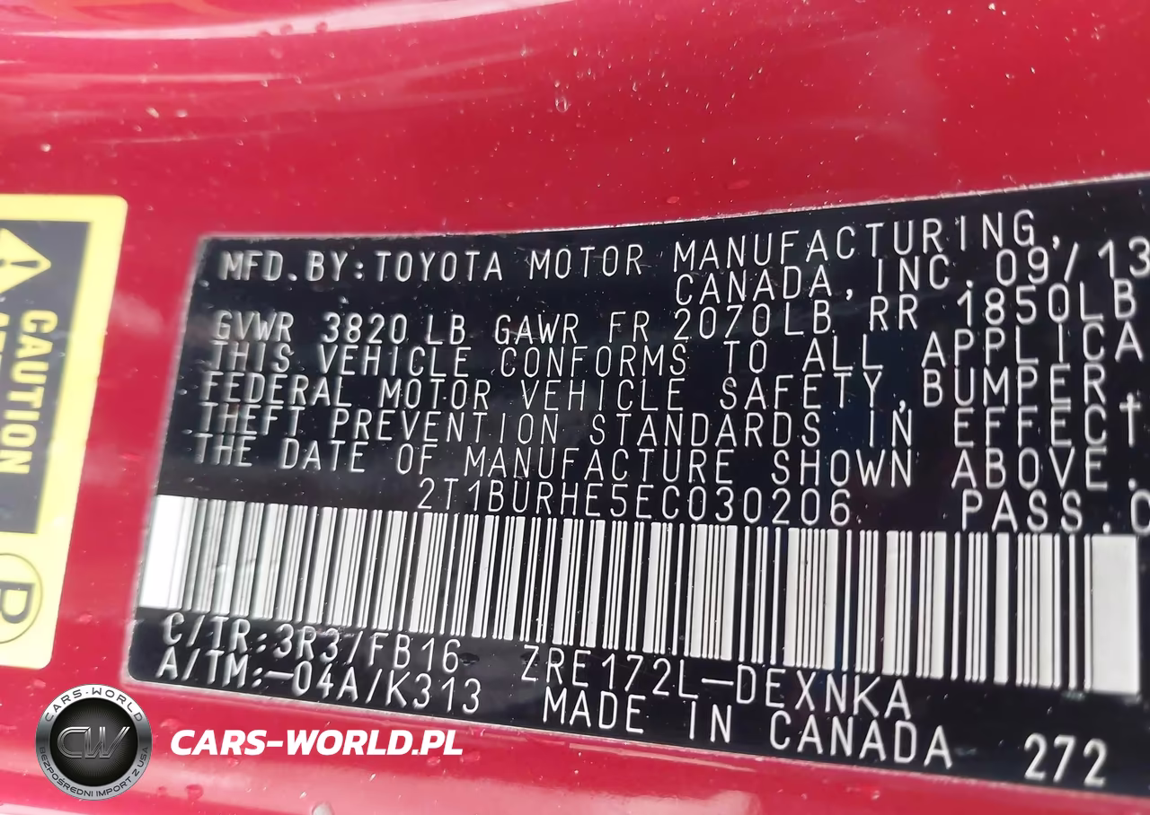 2014 Toyota Corolla Le VIN:2T1BURHE5EC030206 - 9