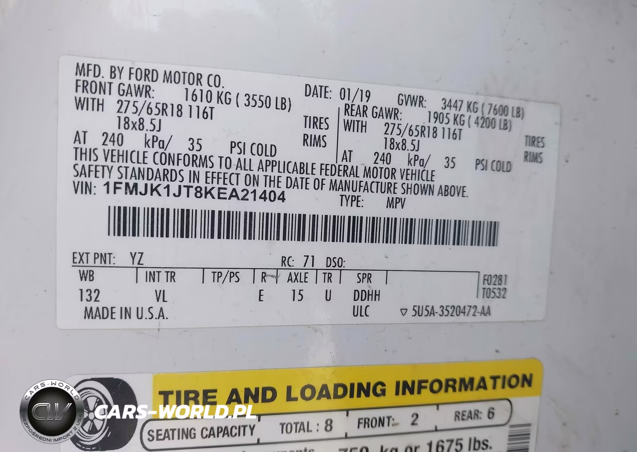 2019 Ford Expedition Max Xlt VIN:1FMJK1JT8KEA21404 - 9