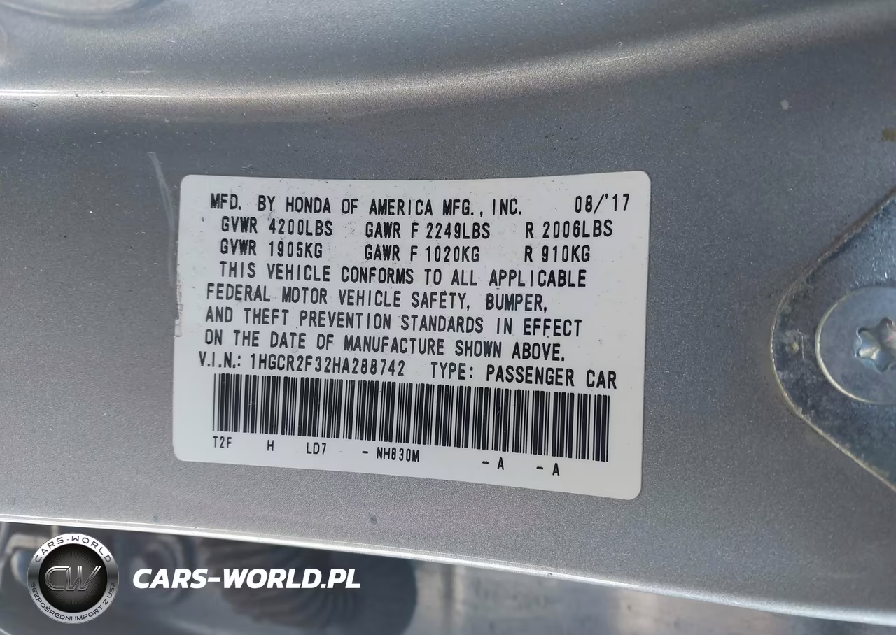 2017 Honda Accord Lx VIN:1HGCR2F32HA288742 - 9