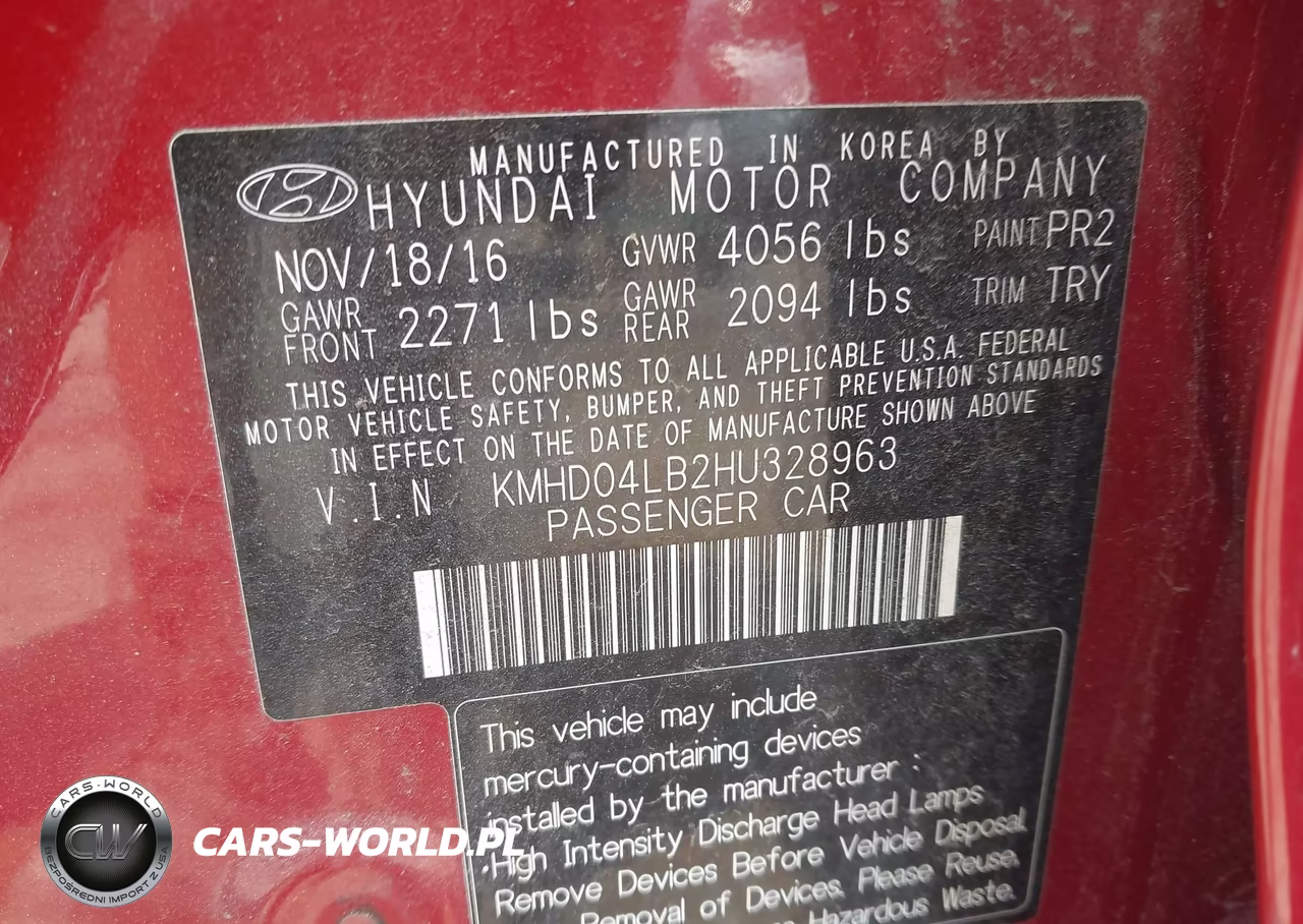 2017 Hyundai Elantra Sport VIN:KMHD04LB2HU328963 - 9