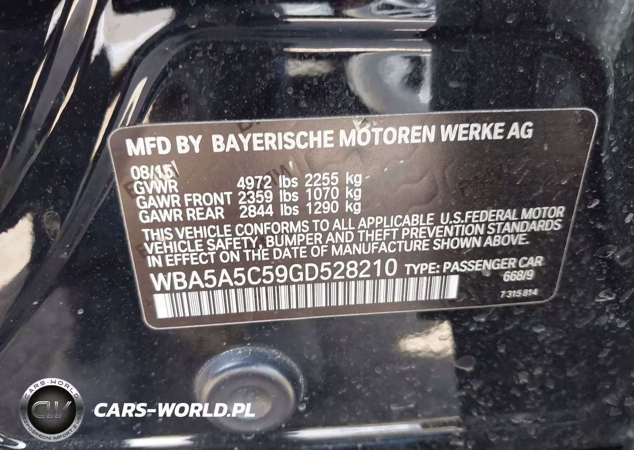 2016 BMW 528I VIN:WBA5A5C59GD528210 - 9