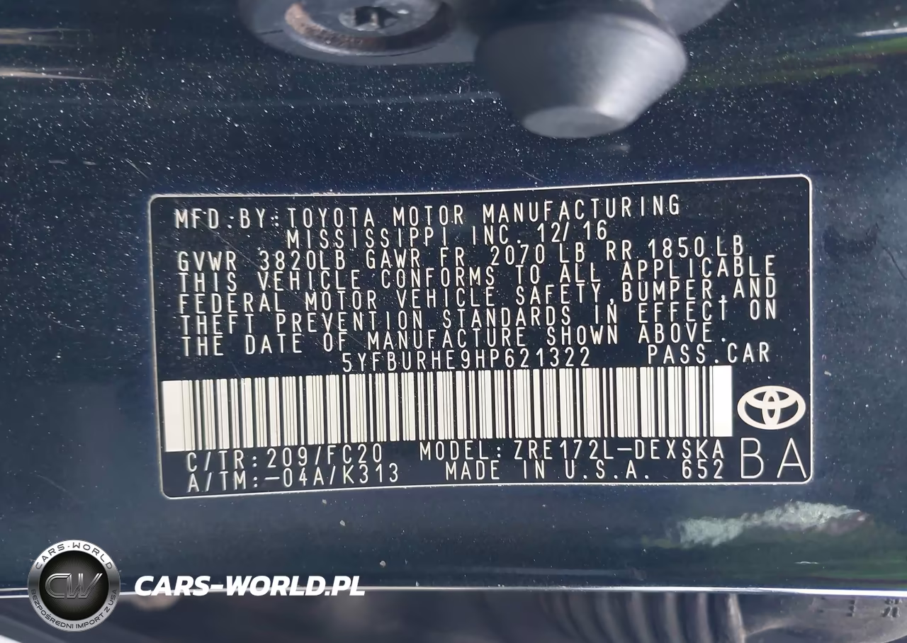 2017 Toyota Corolla Se VIN:5YFBURHE9HP621322 - 9