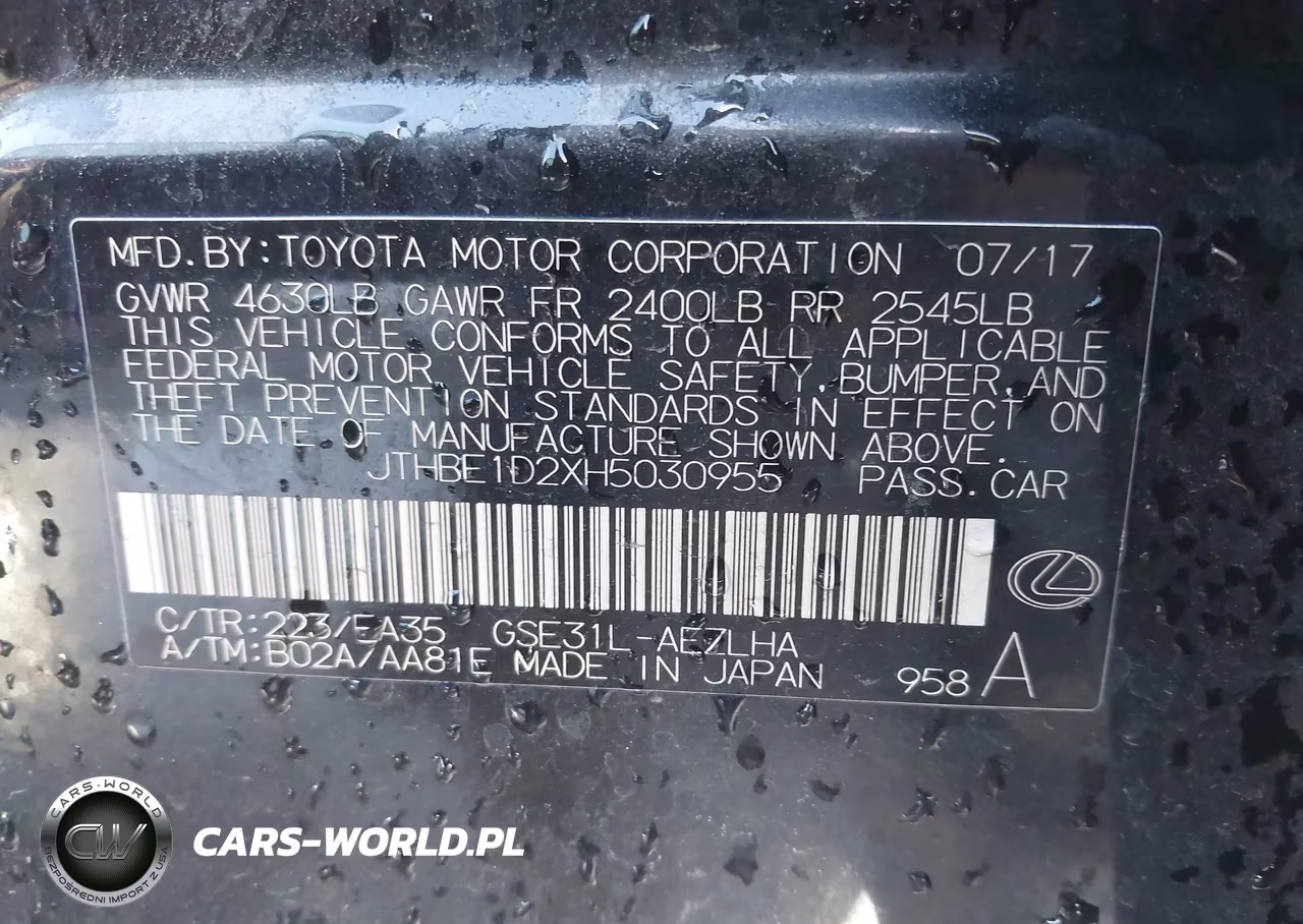 2017 Lexus Is 350 VIN:JTHBE1D2XH5030955 - 9