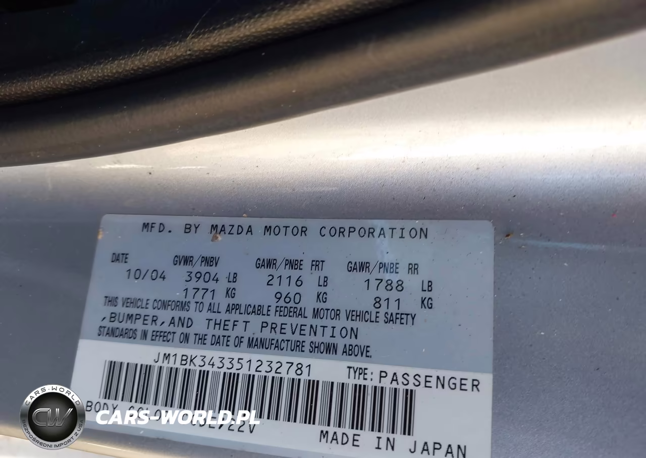 2005 Mazda Mazda3 S VIN:JM1BK343351232781 - 9