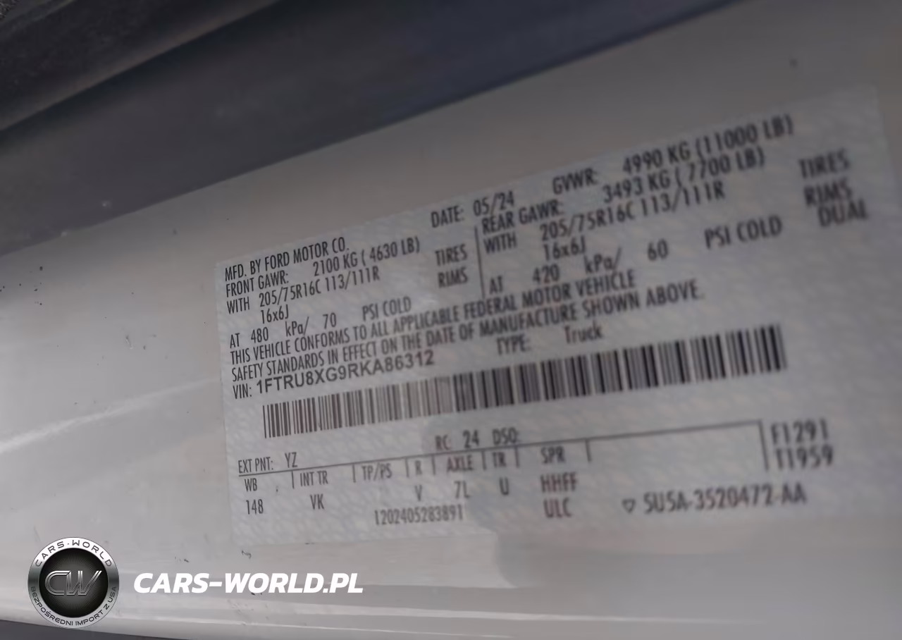 2024 Ford Transit-350 Cargo Van VIN:1FTRU8XG9RKA86312 - 8