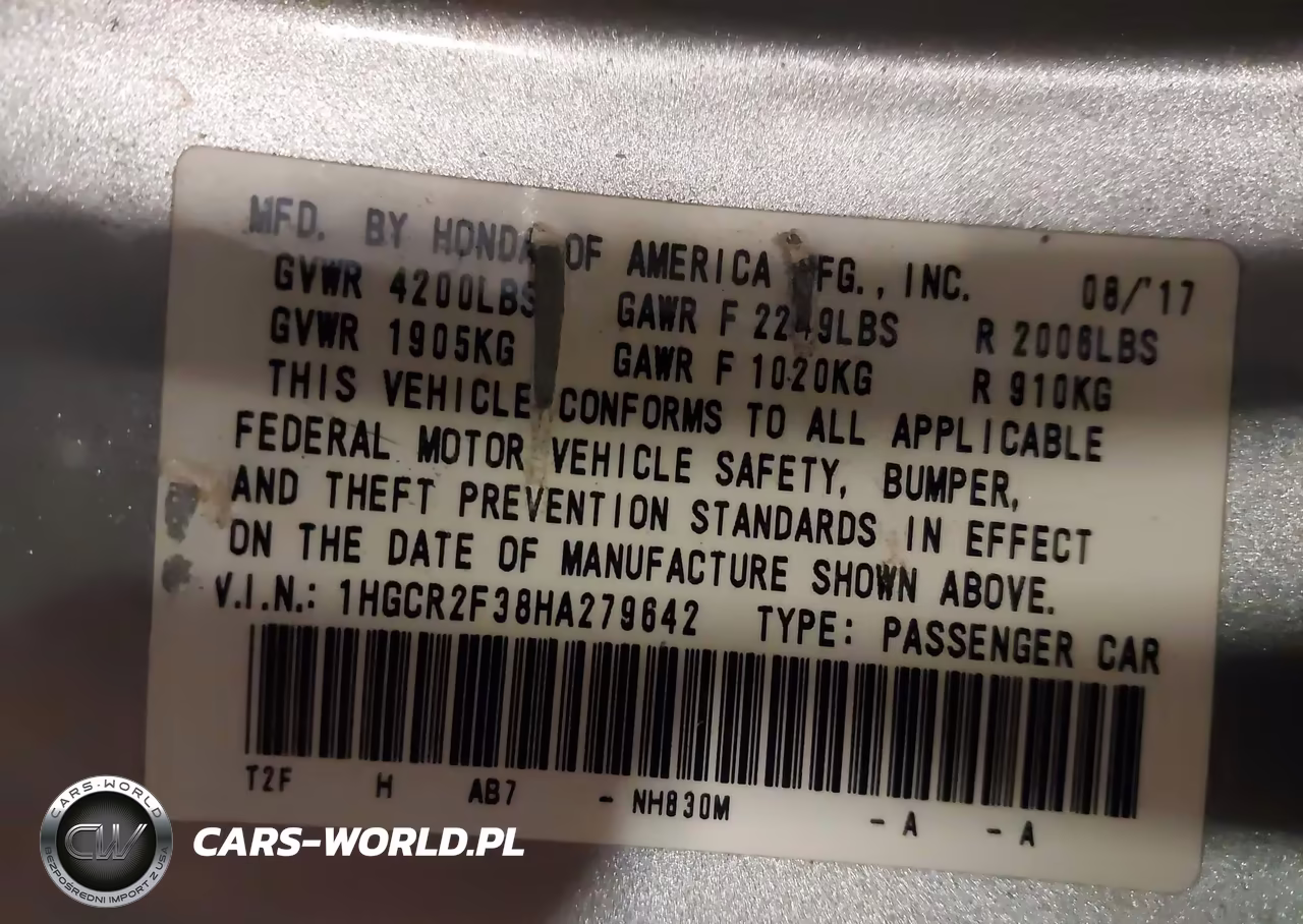 2017 Honda Accord Lx VIN:1HGCR2F38HA279642 - 9