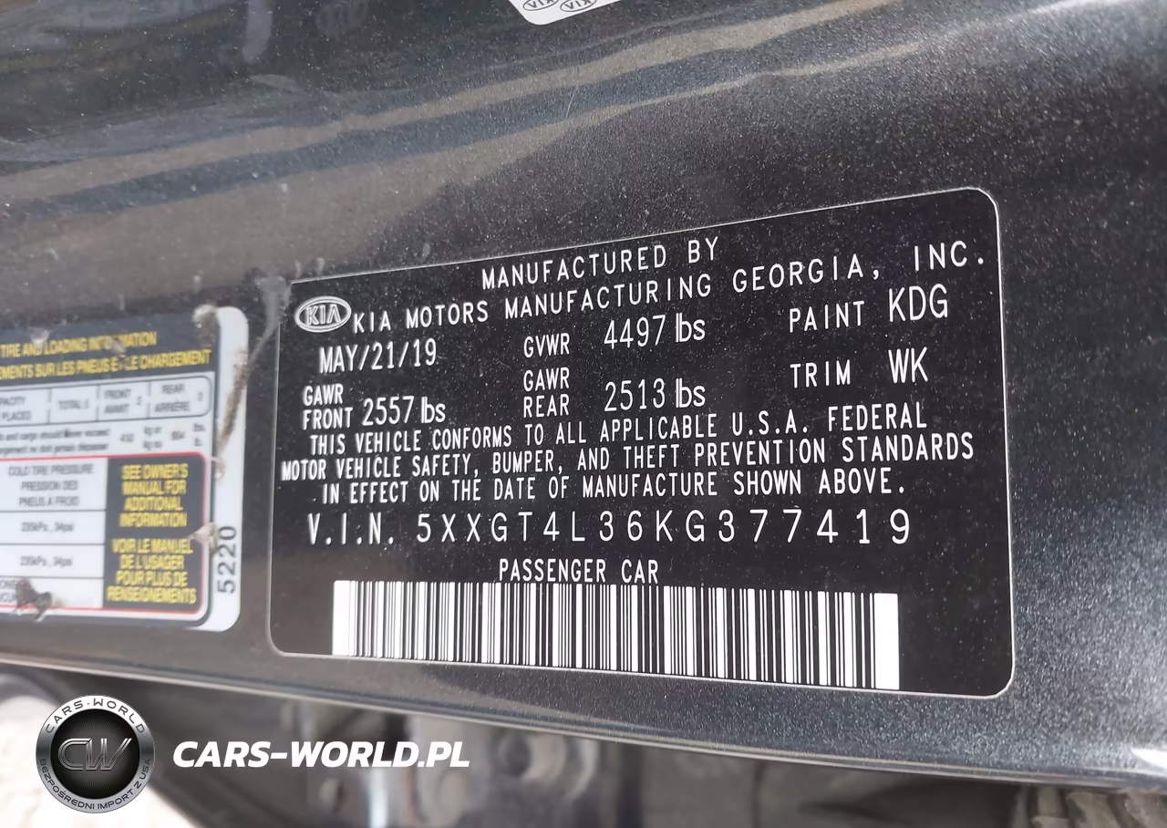 2019 Kia Optima Lx VIN:5XXGT4L36KG377419 - 9
