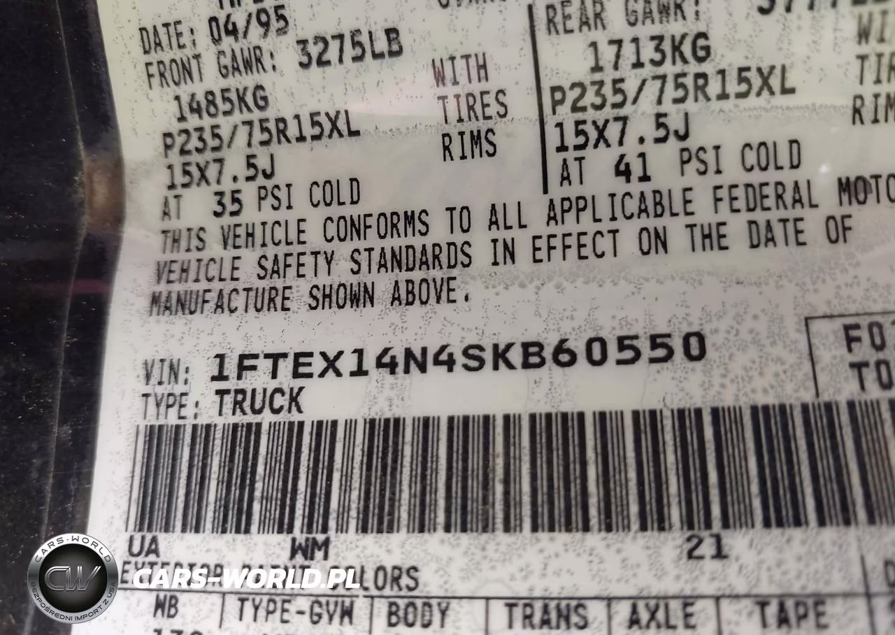 1995 Ford F150 VIN:1FTEX14N4SKB60550 - 9