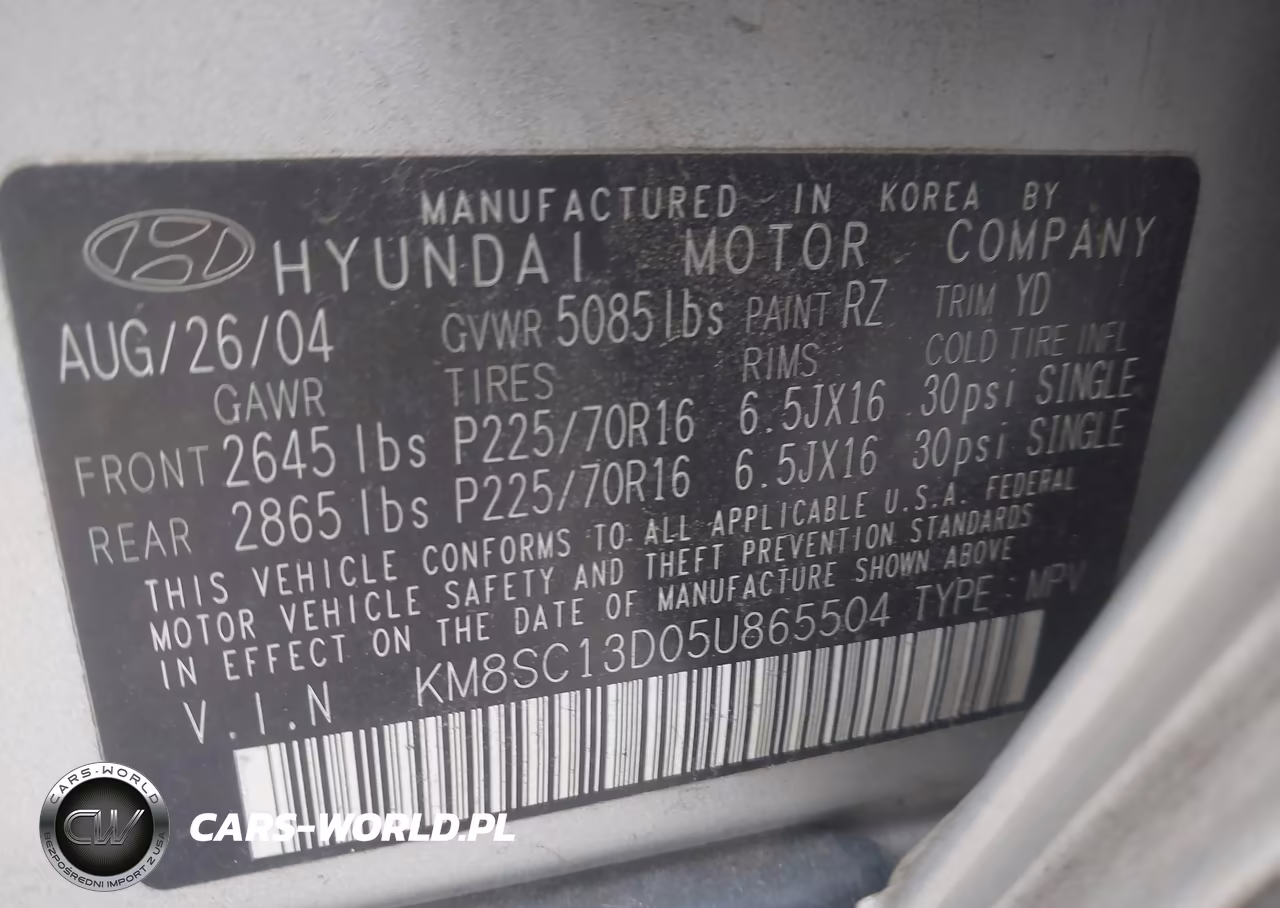 2005 Hyundai Santa Fe Gls VIN:KM8SC13D05U865504 - 9