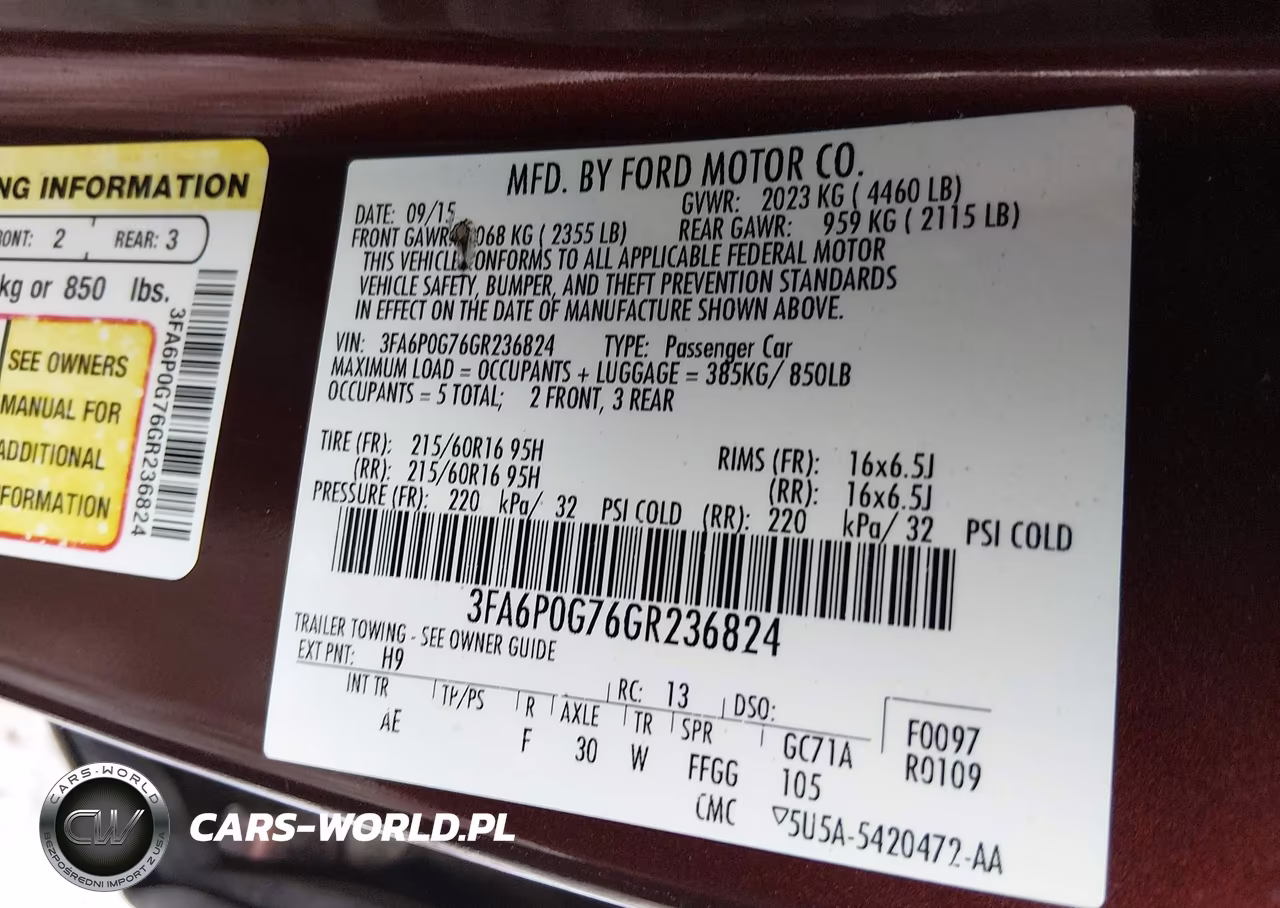 2016 Ford Fusion S VIN:3FA6P0G76GR236824 - 9