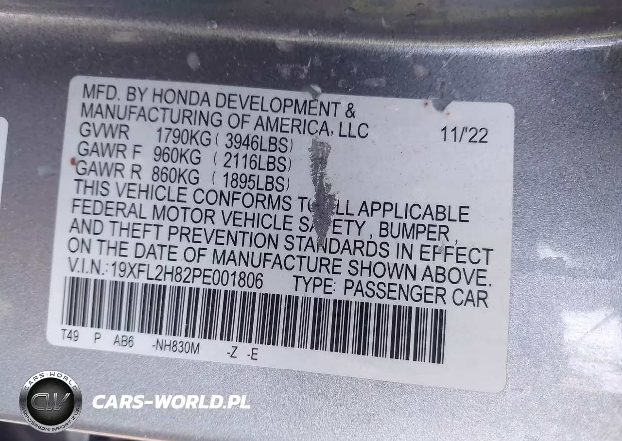 2023 Honda Civic Sport VIN:19XFL2H82PE001806 - 9