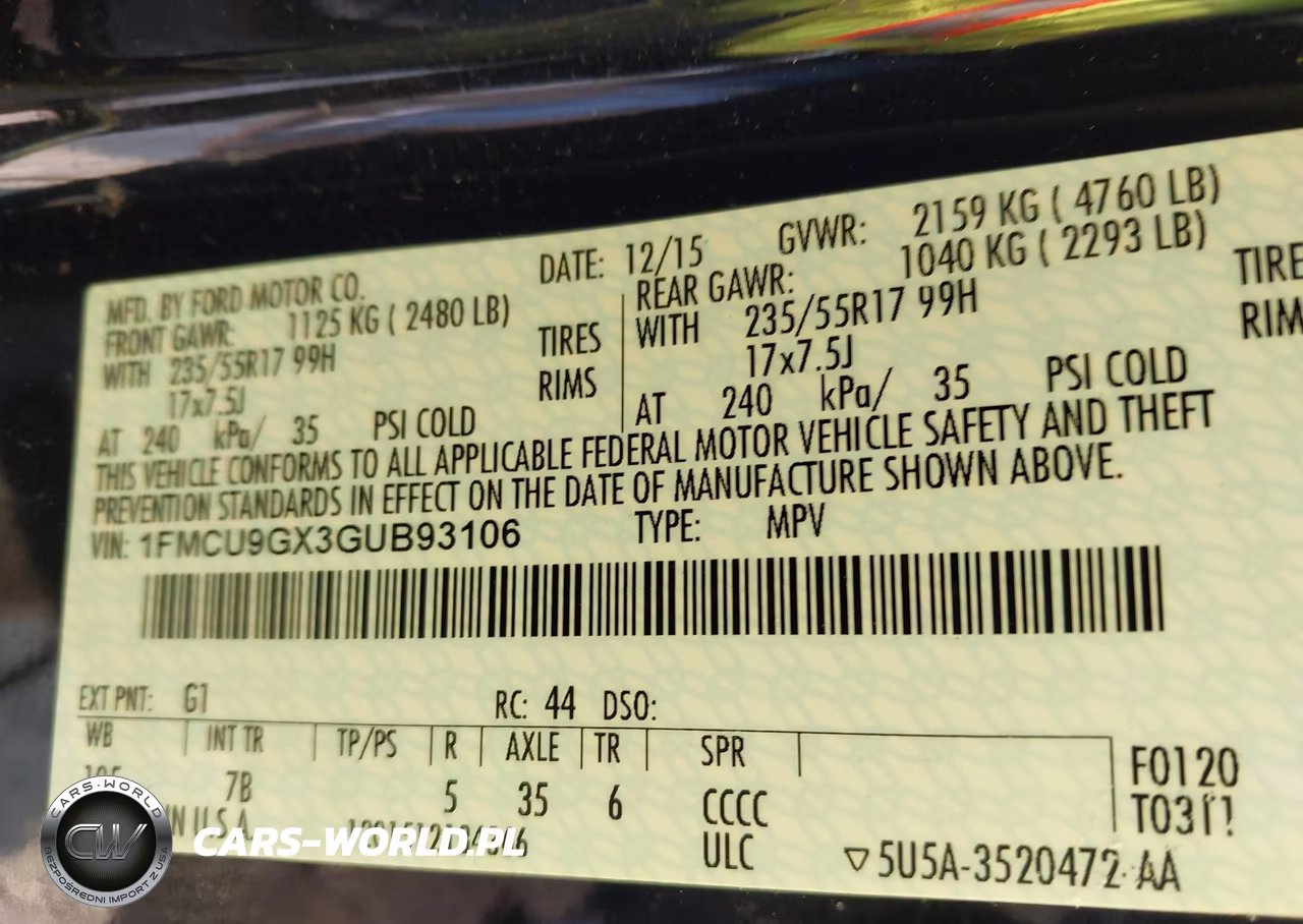 2016 Ford Escape Se VIN:1FMCU9GX3GUB93106 - 9