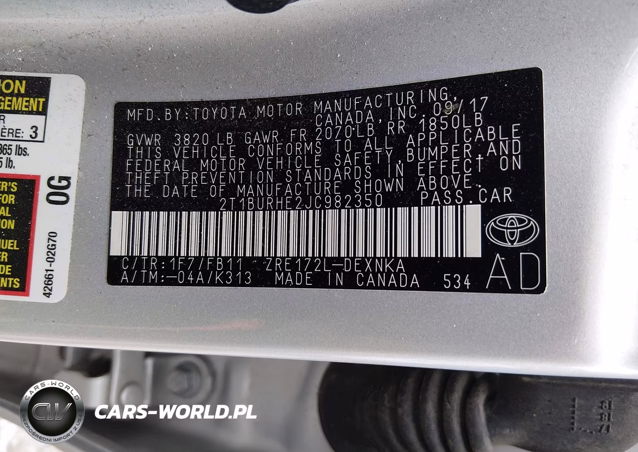 2018 Toyota Corolla Le VIN:2T1BURHE2JC982350 - 9