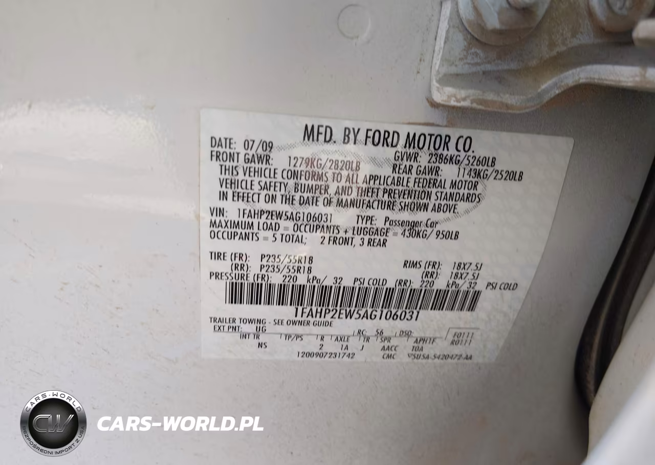 2010 Ford Taurus Sel VIN:1FAHP2EW5AG106031 - 9