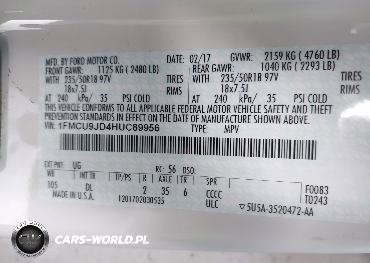 2017 Ford Escape Titanium VIN:1FMCU9JD4HUC89956 - 9
