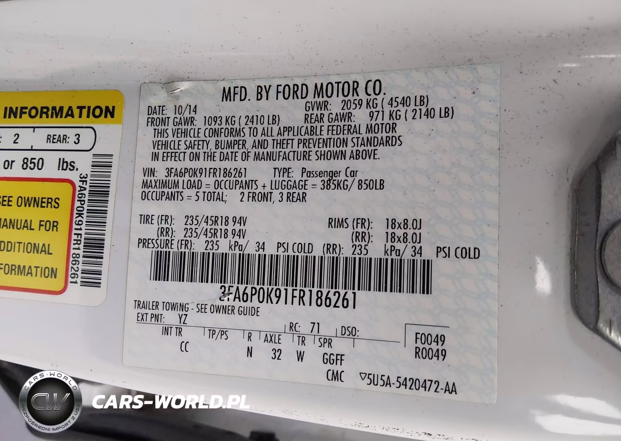 2015 Ford Fusion Titanium VIN:3FA6P0K91FR186261 - 9