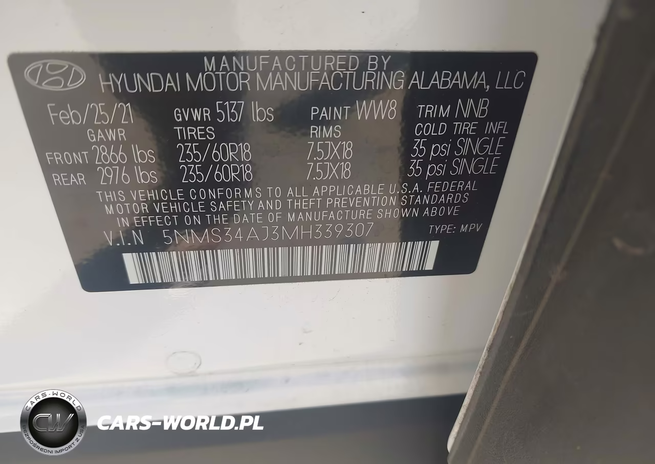 2021 Hyundai Santa Fe Sel VIN:5NMS34AJ3MH339307 - 9