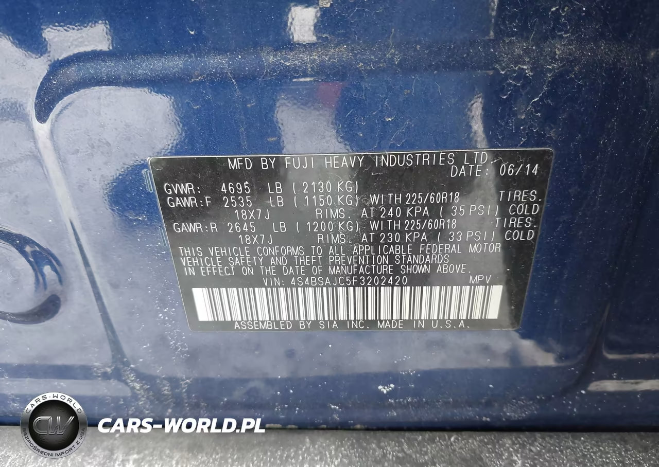 2015 Subaru Outback 2.5I Limited VIN:4S4BSAJC5F3202420 - 9