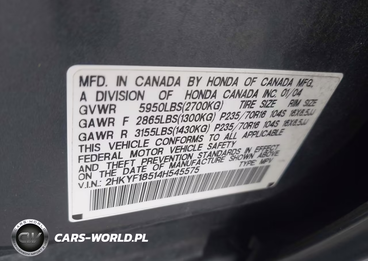 2004 Honda Pilot Ex-L VIN:2HKYF18514H545575 - 9