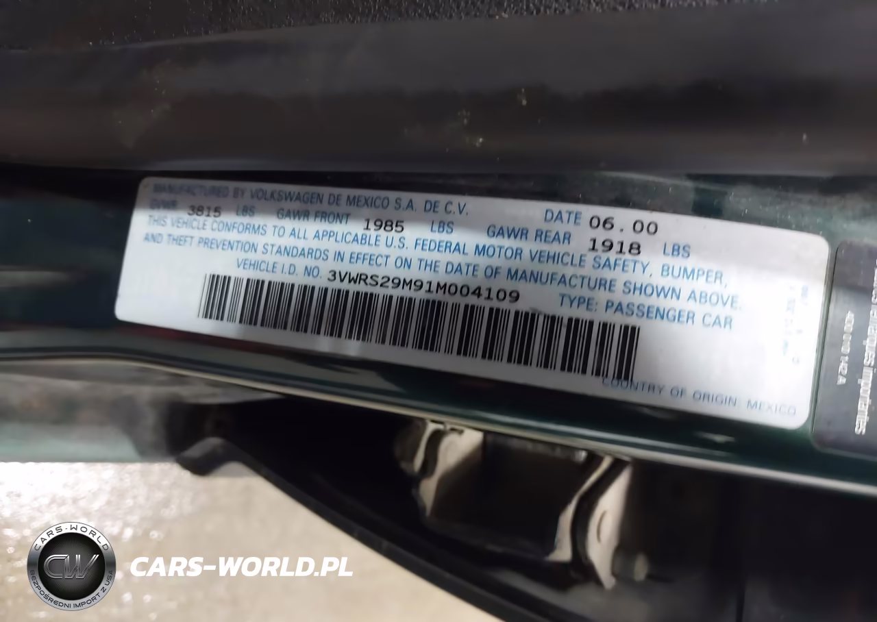 2001 Volkswagen Jetta Gl VIN:3VWRS29M91M004109 - 9