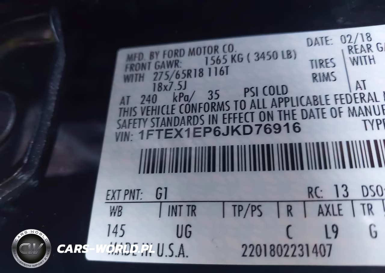 2018 Ford F-150 Xlt VIN:1FTEX1EP6JKD76916 - 9