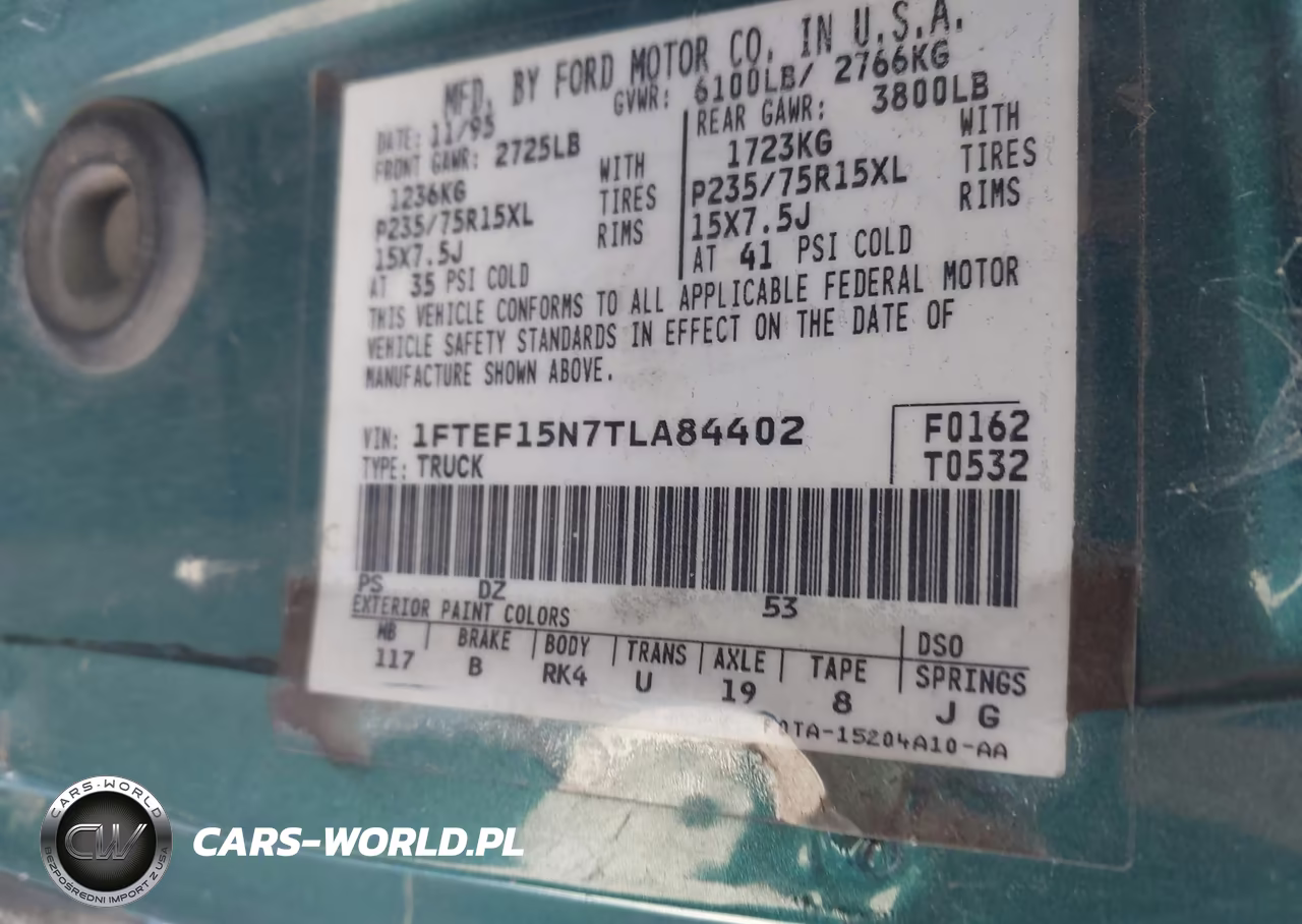 1996 Ford F150 VIN:1FTEF15N7TLA84402 - 9