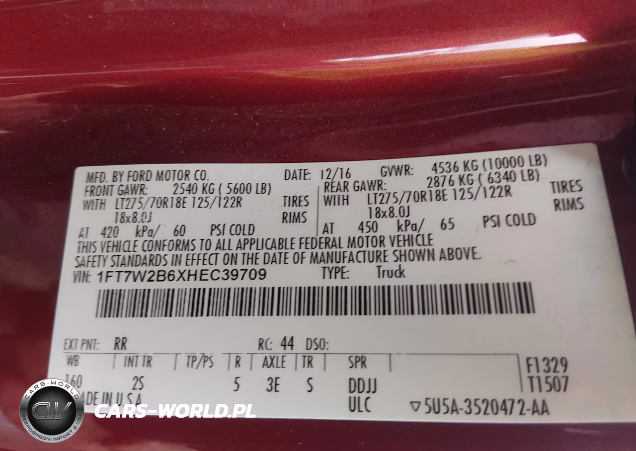 2017 Ford F-250 Xlt VIN:1FT7W2B6XHEC39709 - 9