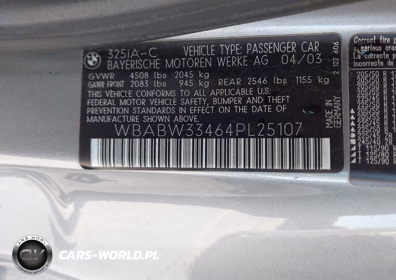 2004 BMW 325Ci VIN:WBABW33464PL25107 - 9