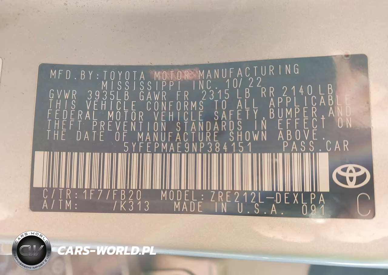 2022 Toyota Corolla Le VIN:5YFEPMAE9NP384151 - 9