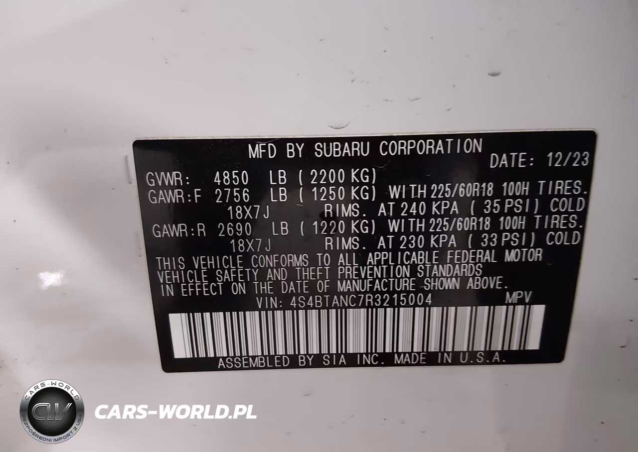 2024 Subaru Outback Limited VIN:4S4BTANC7R3215004 - 9