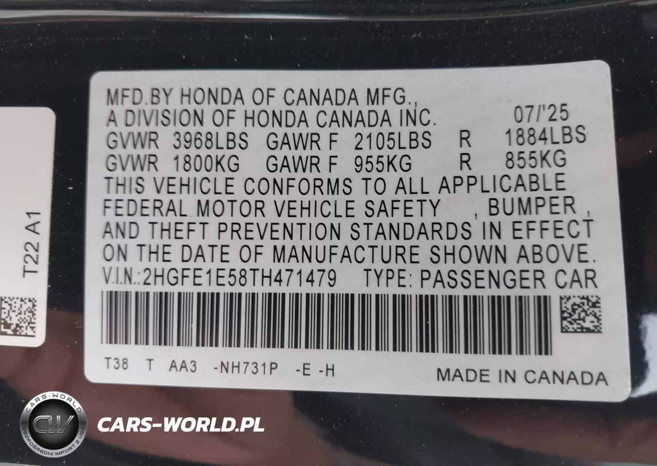 2026 Honda Civic Si Sedan VIN:2HGFE1E58TH471479 - 9