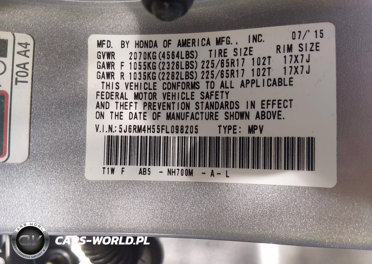 2015 Honda Cr-V Ex VIN:5J6RM4H55FL098205 - 9