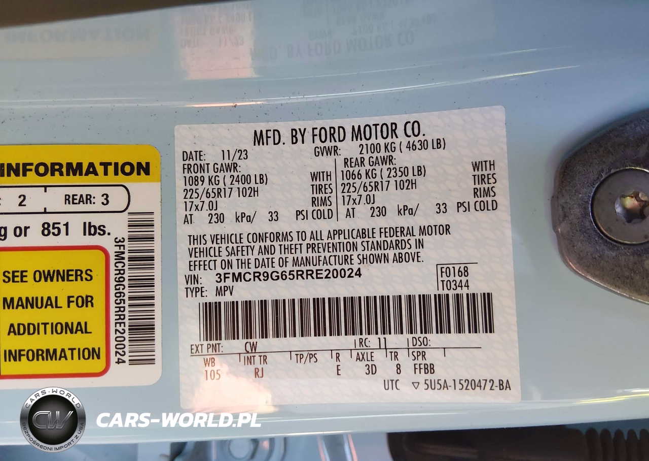 2024 Ford Bronco Sport Heritage VIN:3FMCR9G65RRE20024 - 9
