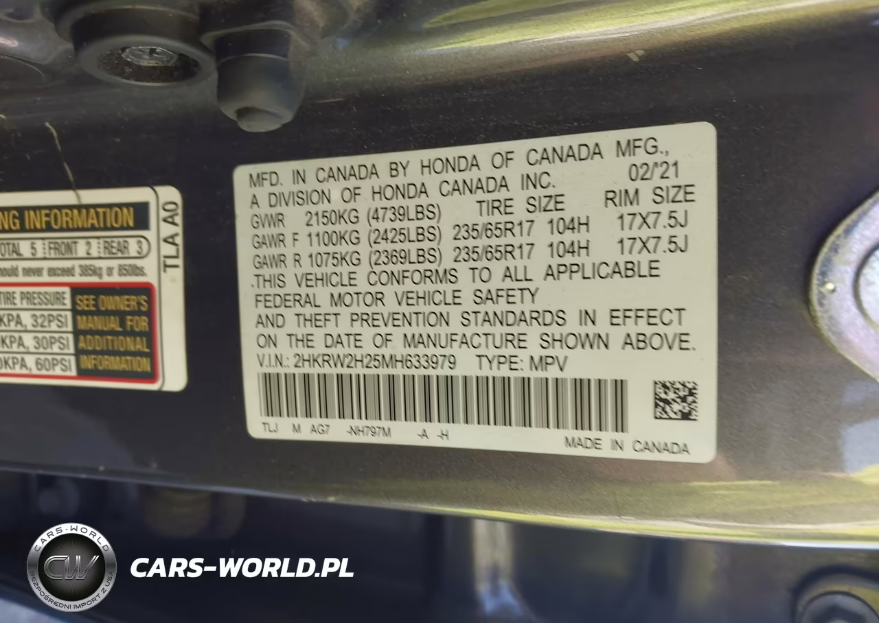 2021 Honda Cr-V Awd Lx VIN:2HKRW2H25MH633979 - 9