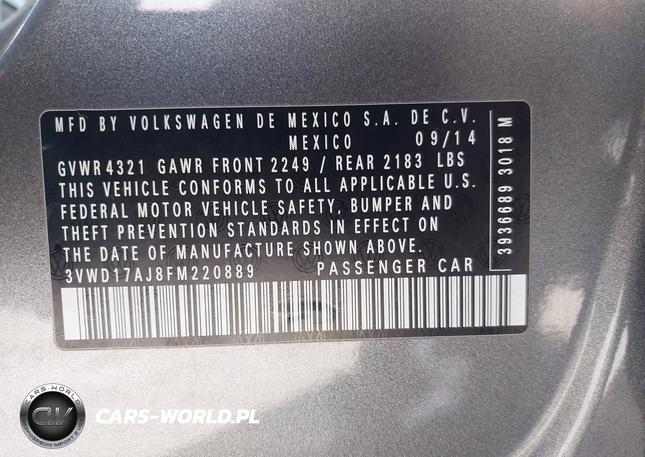 2015 Volkswagen Jetta 1.8T Sport VIN:3VWD17AJ8FM220889 - 9