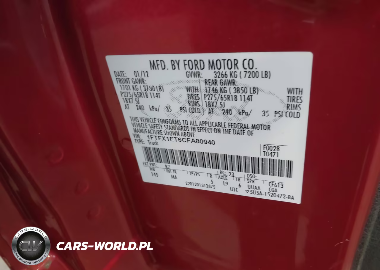 2012 Ford F-150 Xlt VIN:1FTFX1ET6CFA80940 - 9