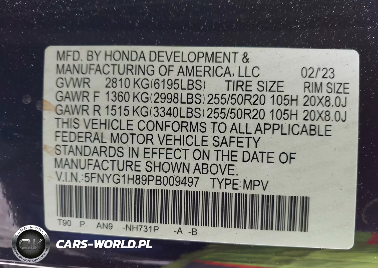 2023 Honda Pilot Awd Elite VIN:5FNYG1H89PB009497 - 9