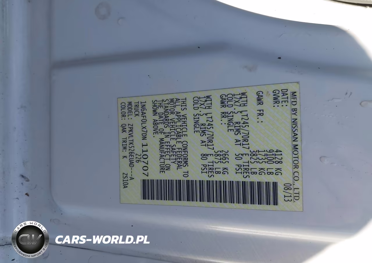 2013 Nissan Nv Cargo Nv2500 Hd Sv V8 VIN:1N6AF0LX7DN110707 - 9