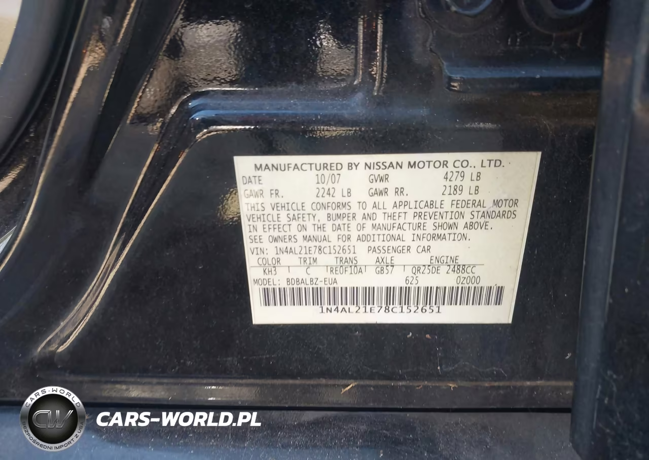 2008 Nissan Altima 2.5 S VIN:1N4AL21E78C152651 - 9