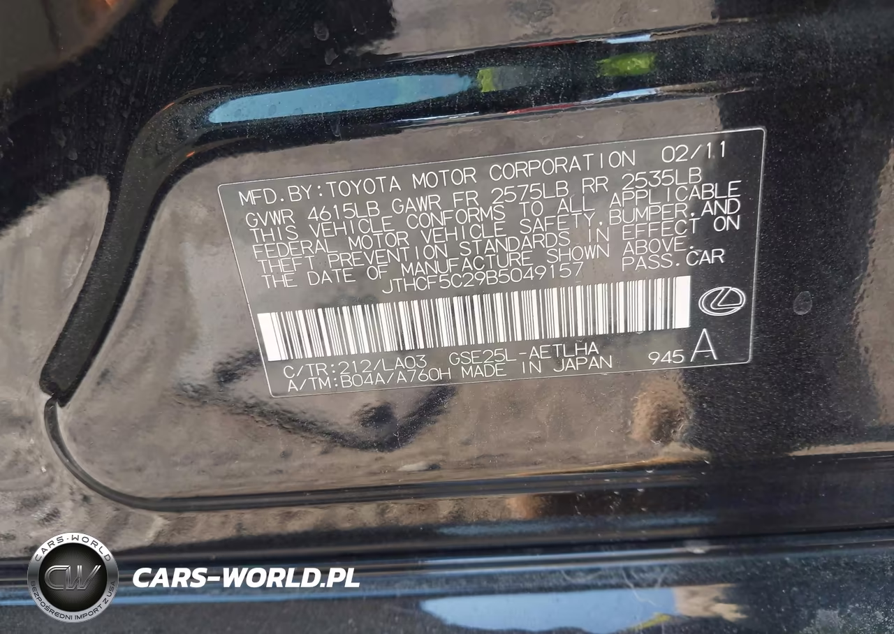 2011 Lexus Is 250 VIN:JTHCF5C29B5049157 - 9
