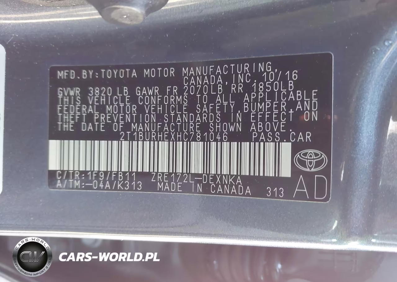 2017 Toyota Corolla Le VIN:2T1BURHEXHC781046 - 9