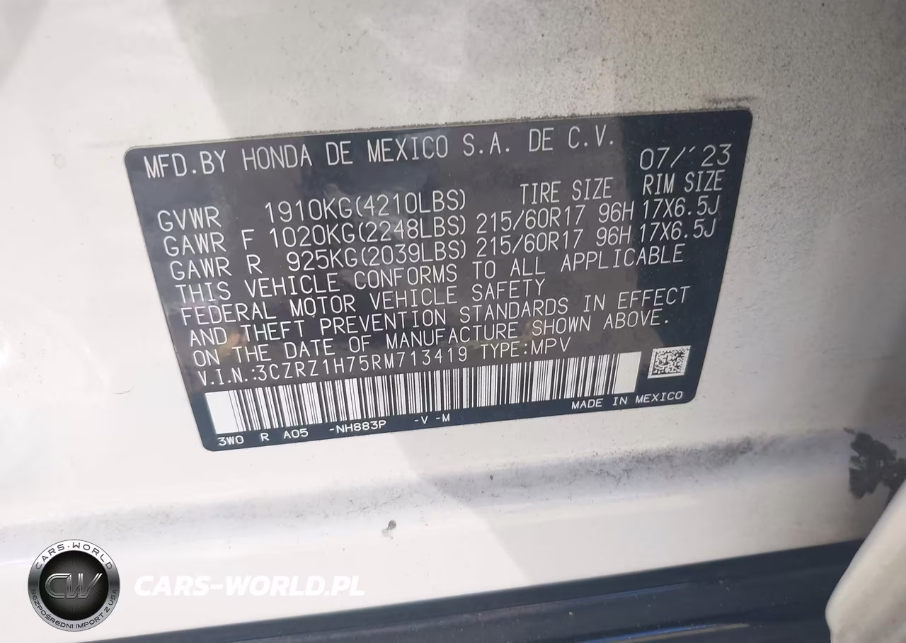 2024 Honda Hr-V 2Wd Ex-L-2Wd Ex-L W-O Bsi VIN:3CZRZ1H75RM713419 - 9