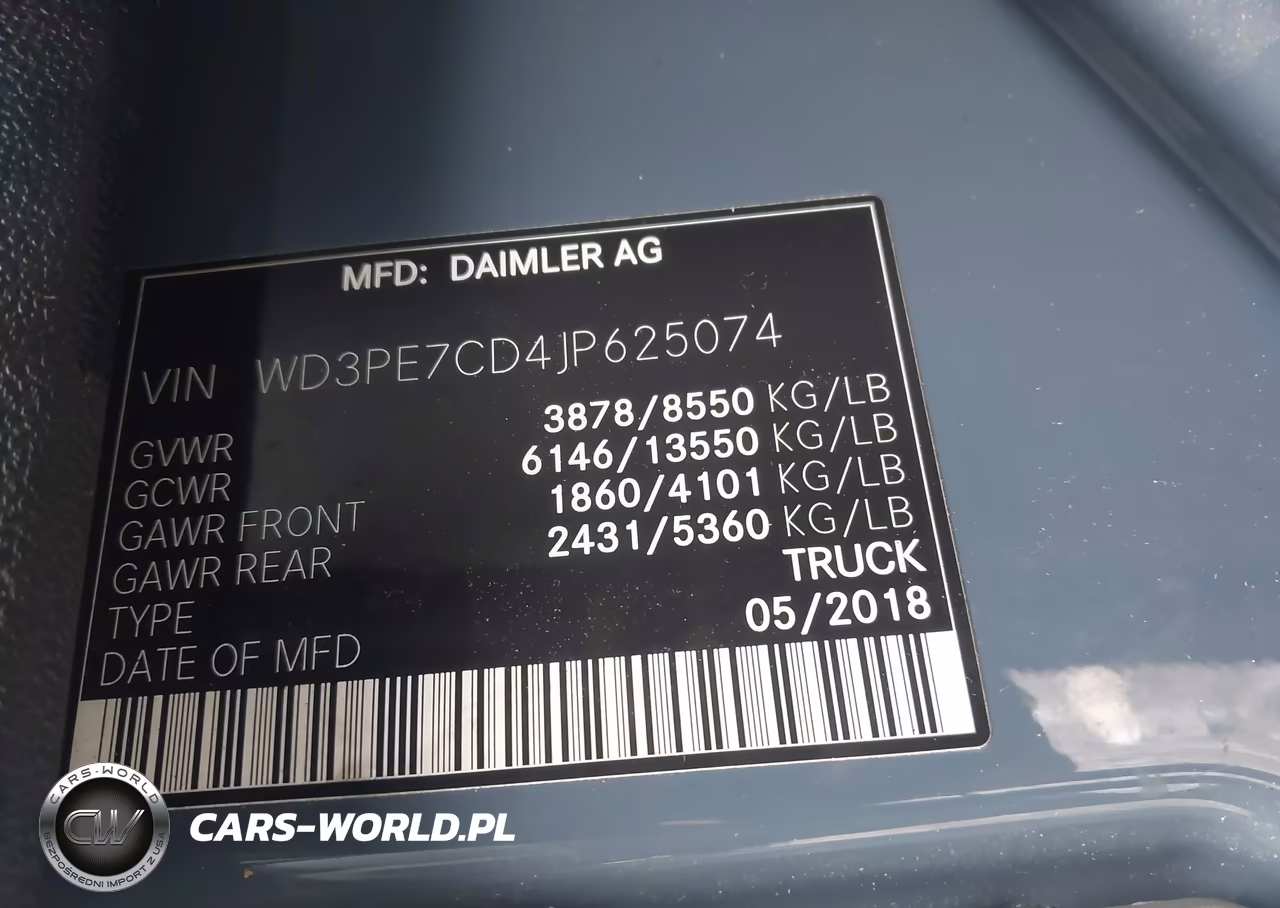2018 Mercedes-Benz Sprinter 2500 Standard Roof V6 VIN:WD3PE7CD4JP625074 - 9