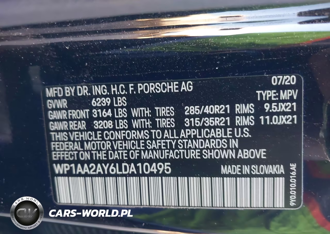 2020 Porsche Cayenne VIN:WP1AA2AY6LDA10495 - 9