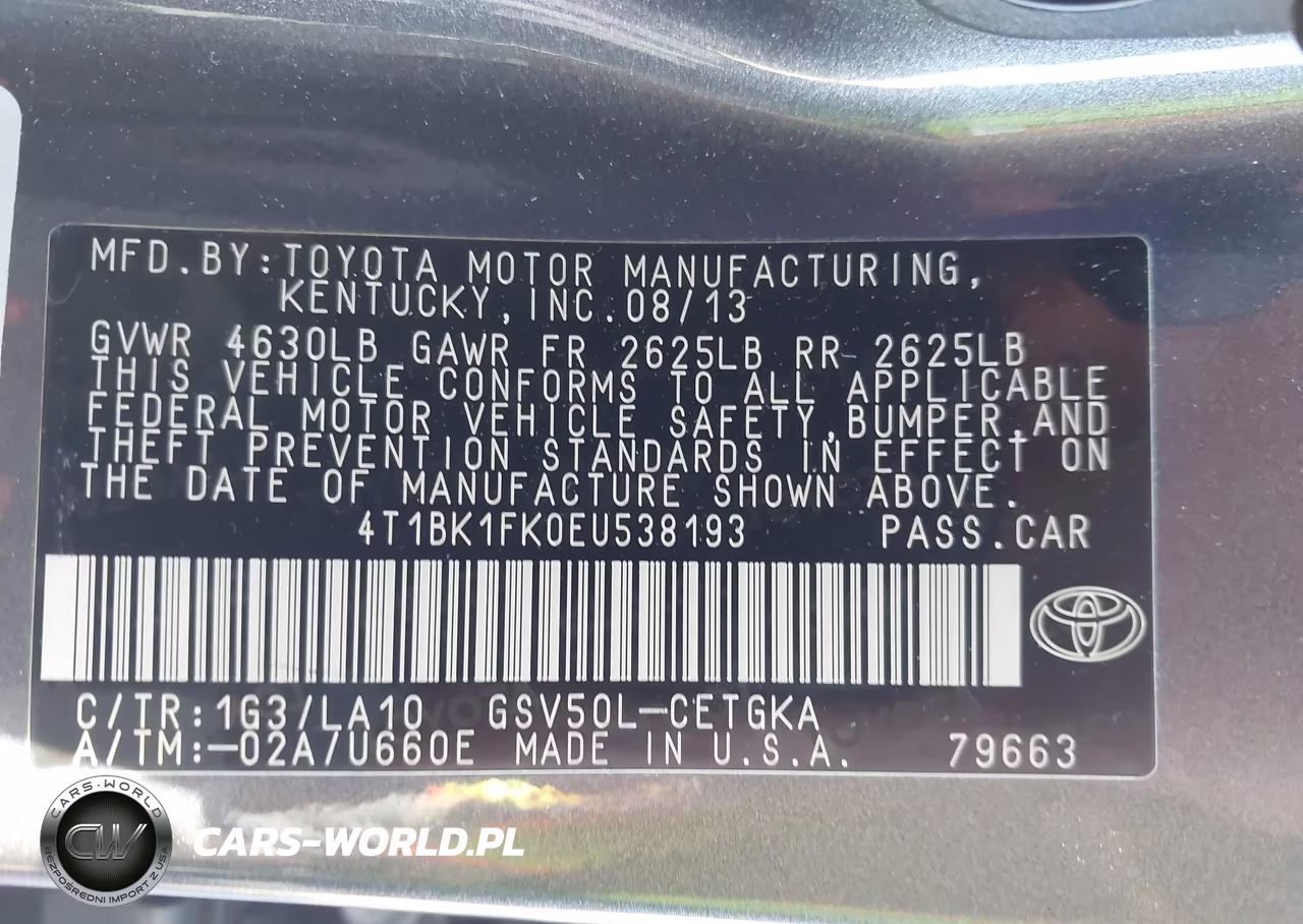 2014 Toyota Camry Xle V6 VIN:4T1BK1FK0EU538193 - 9