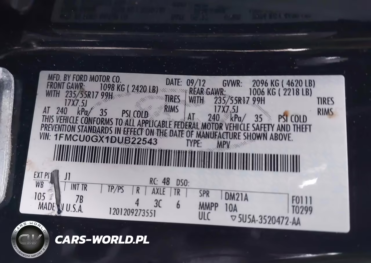 2013 Ford Escape Se VIN:1FMCU0GX1DUB22543 - 9