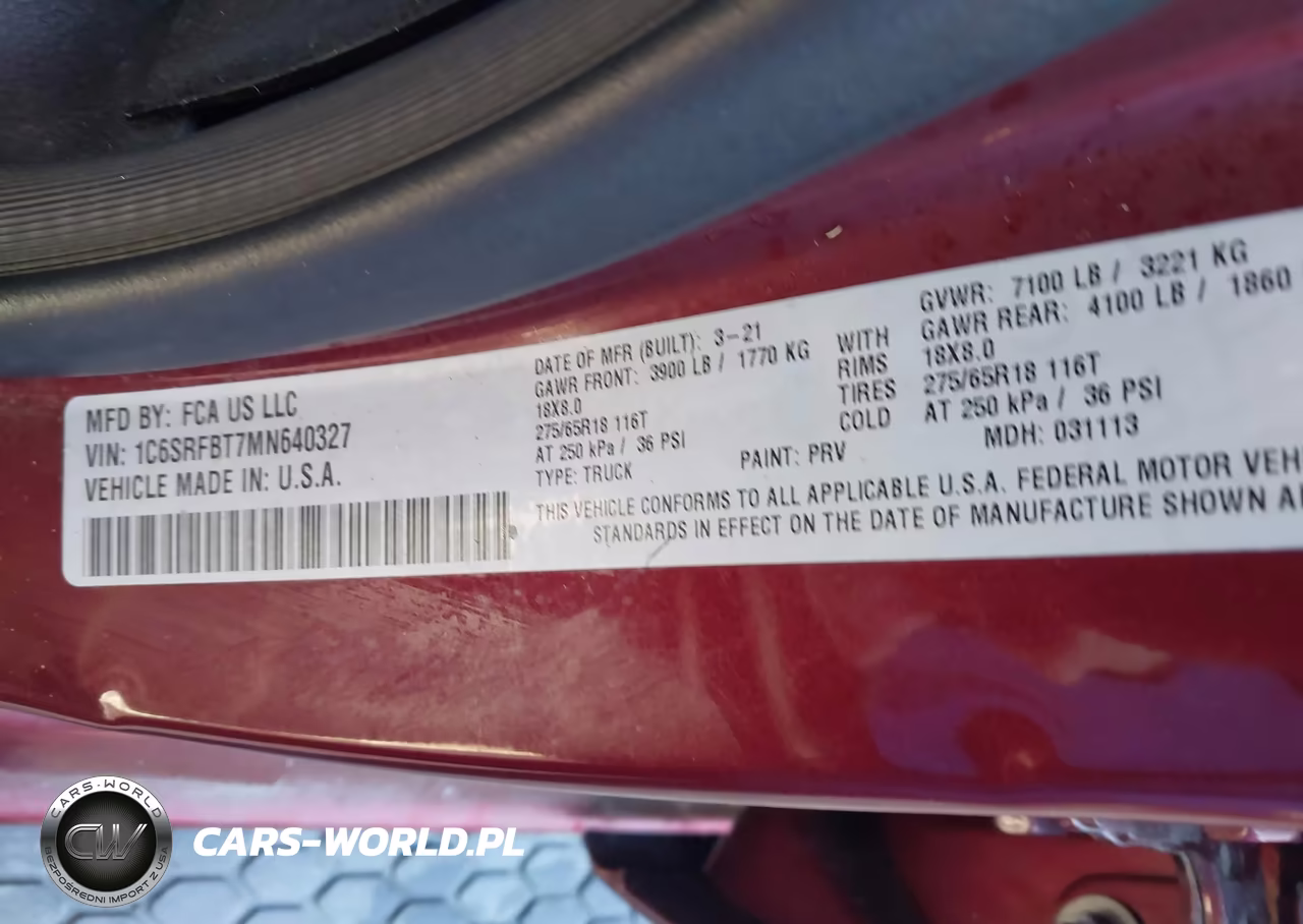 2021 Ram 1500 Big Horn 4X4 6'4 Box VIN:1C6SRFBT7MN640327 - 9