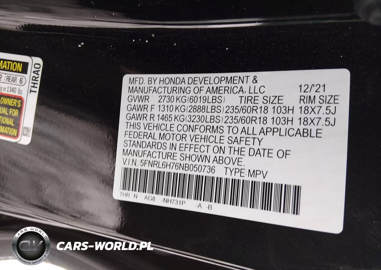 2022 Honda Odyssey Ex-L VIN:5FNRL6H76NB050736 - 9