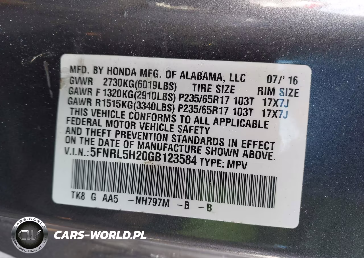 2016 Honda Odyssey Lx VIN:5FNRL5H20GB123584 - 9