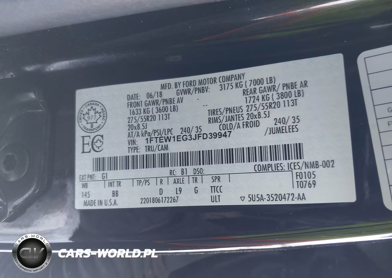 2018 Ford F-150 Platinum VIN:1FTEW1EG3JFD39947 - 9